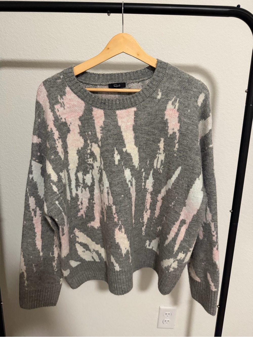 Rails Gray & Pink Patterned Crewneck Sweater